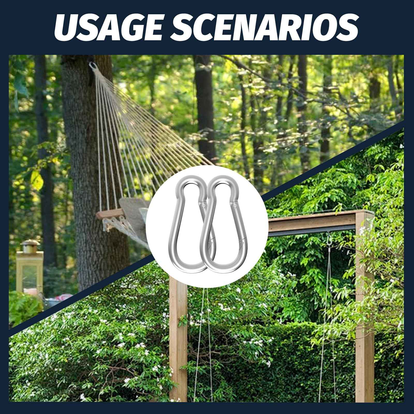 200PCS M4 Spring Snap Hook Carabiner, 1.57 Inch Small Carabiner Clip, Heavy Duty Galvanized Steel Spring Clip, Quick Link Key Chain for Swing Hammock Gym Outdoor, 120LBS Holding Capacity