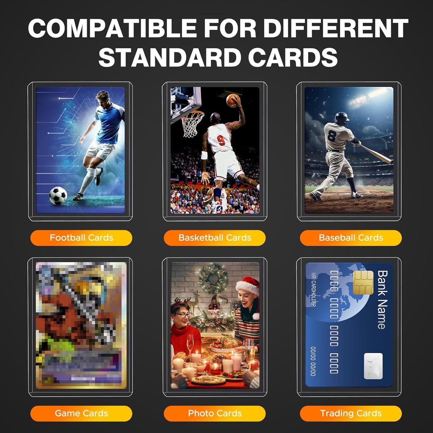 Skiennix 200 Card Sleeves Top Loaders - Durable 3" x 4" Baseball Card Protectors with 96 Pockets