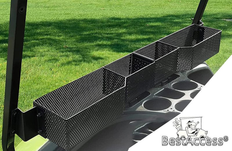 BestAccess Golf Cart Front Inner Dash Storage Basket and Rack Fits Yamaha G29 and Drive 2 Heavy Steel Golf Cart Mesh Basket