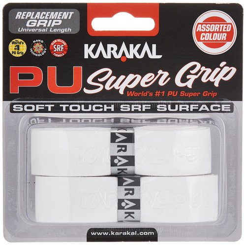 Karakal PU Supergrip replacement racquet grip - tennis / badminton / squash - white x 6 by Karakal