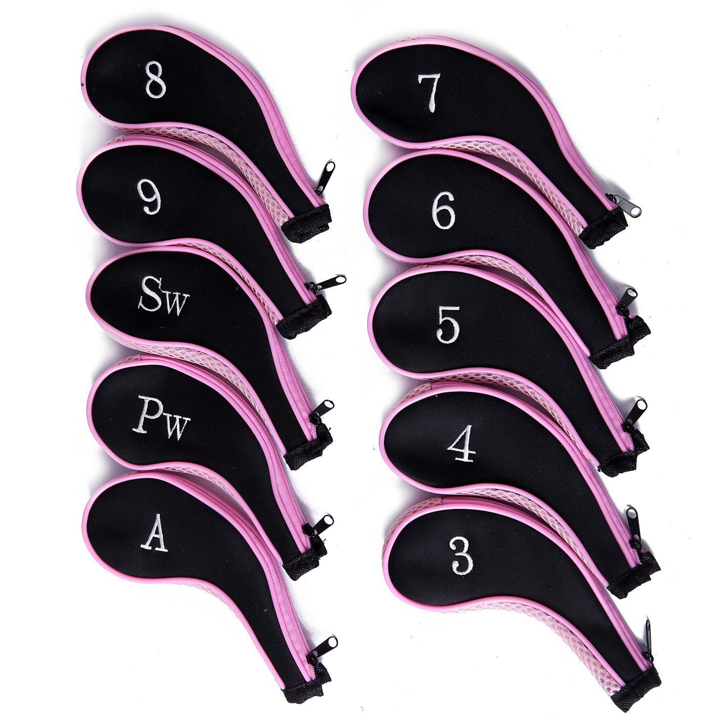 HISTAR Golf Long Neck Neoprene Durable Zippered Zipper Iron Head Covers Headcovers 3-SW (Pack of 10)