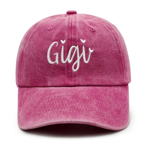 Gigi Gifts for Grandma, Birthday Gifts for Gigi from Grandkids, Mothers Christmas Birthday Gift for Nana Grandmother, Adjustable Washed Cotton Embroidered Baseball Caps Hats Pink