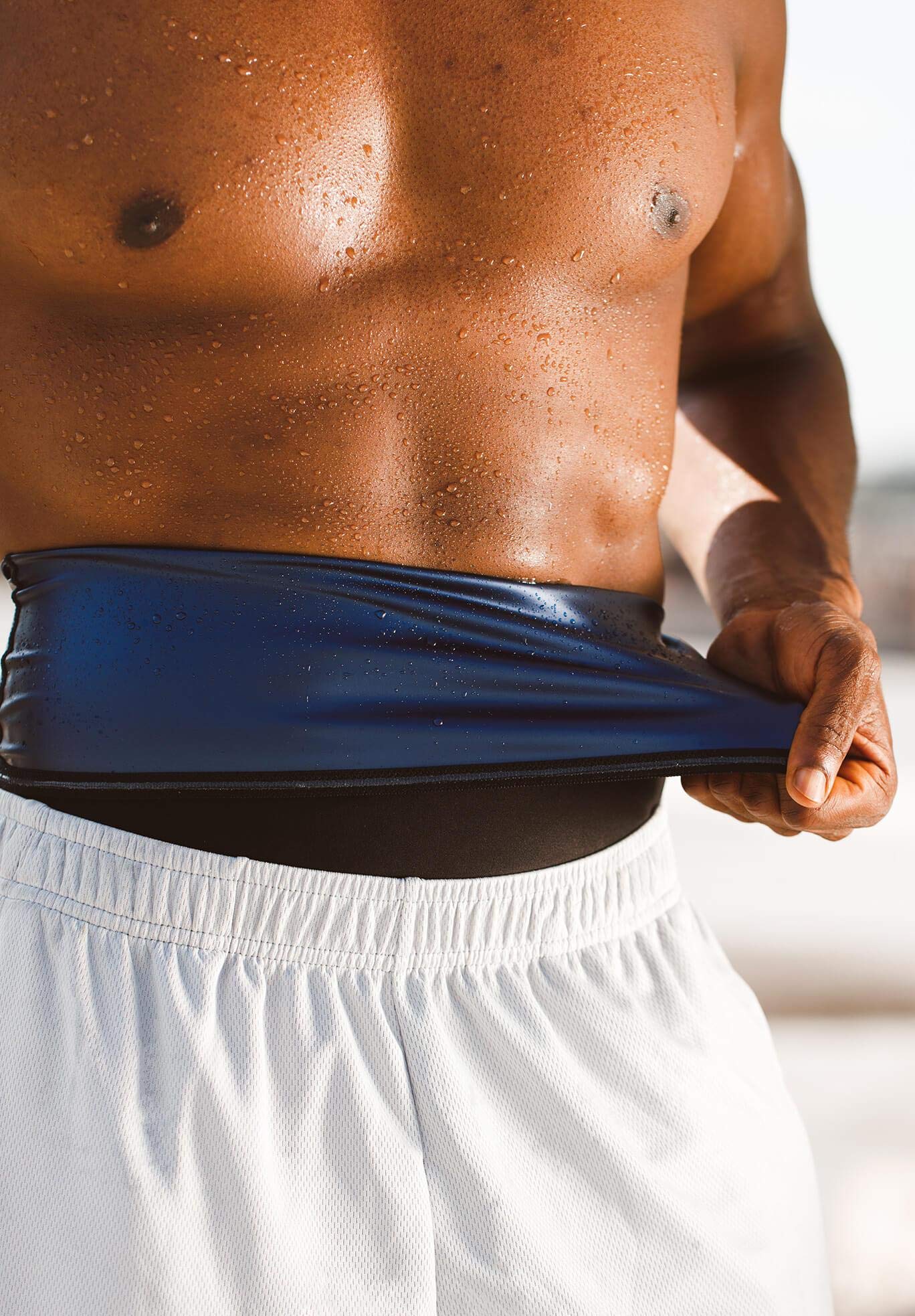 Sweat Shaper Premium Waist Trimmer for Men, Waist Trainer Sauna Belt, Neoprene-Free Waist Cincher, Sauna Slimming Belt (Black, Medium)