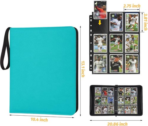 GERMUN 9 Pocket Card Binder - Premium Zip Trading Card Album for MTG, TCG & Sports Cards | Lake Blue, 720 Pockets