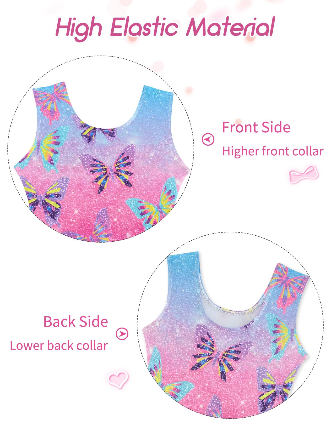 TUONROAD Gymnastics Leotards for Girls Pink Butterflies Biketard Size 7-8 Years Old 7/8 Kids