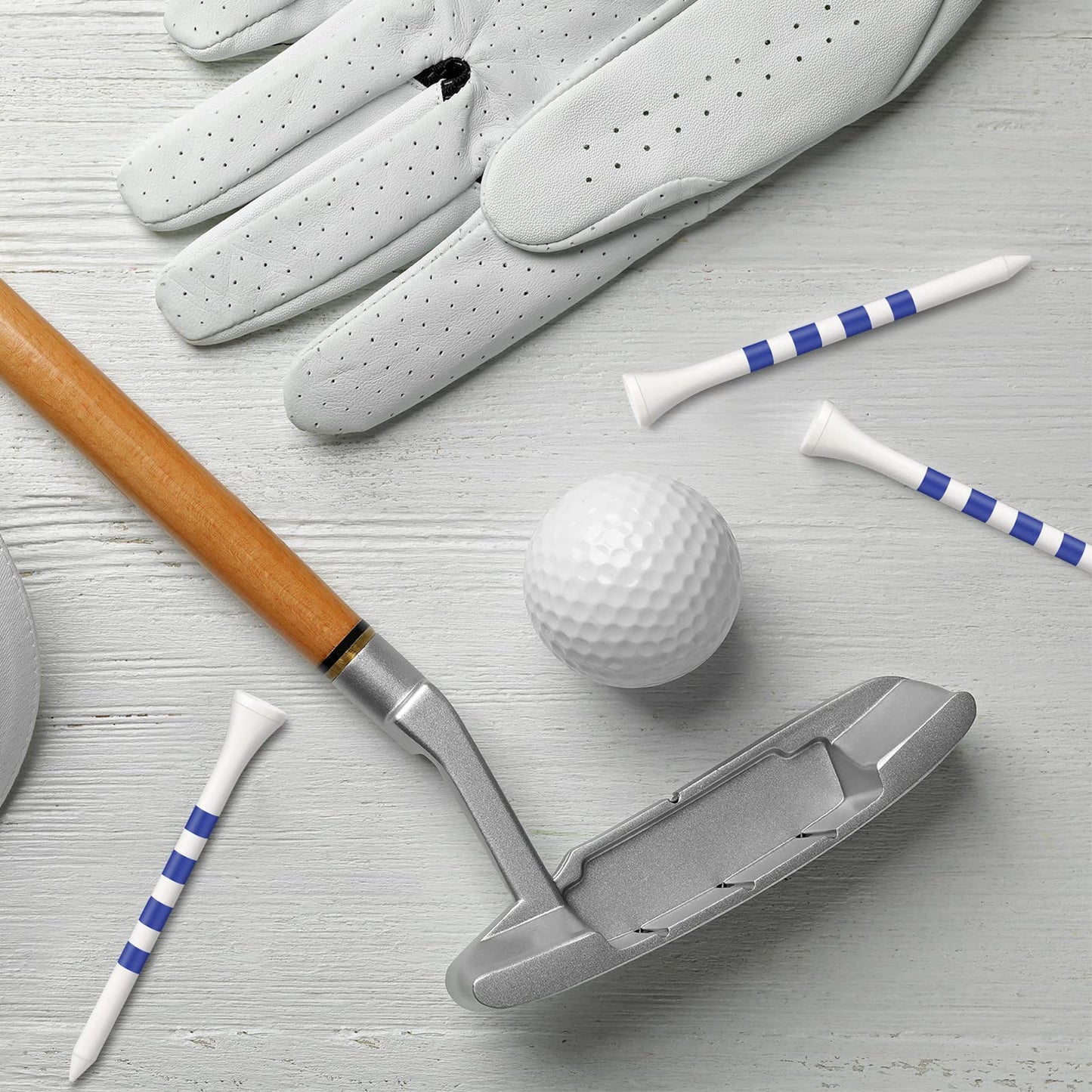 Sosation 200 Pieces Bamboo Golf Tees 3-1/4'' Inch Wooden Golf Tees Reduce Friction and Side Spin(White and Blue)