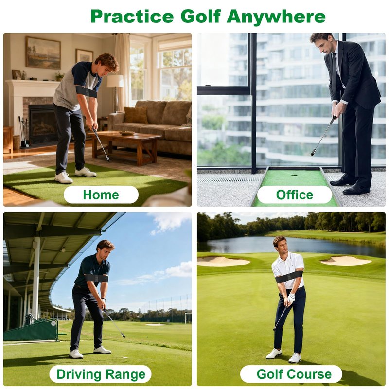 UYCCIMB Retractable Golf Swing Trainer, Portable Golf Grip Trainer Right Hand with Practice Golf Club Weights for Enhance Swing Technique, Beginners Tempo Trainer for Chipping Hitting
