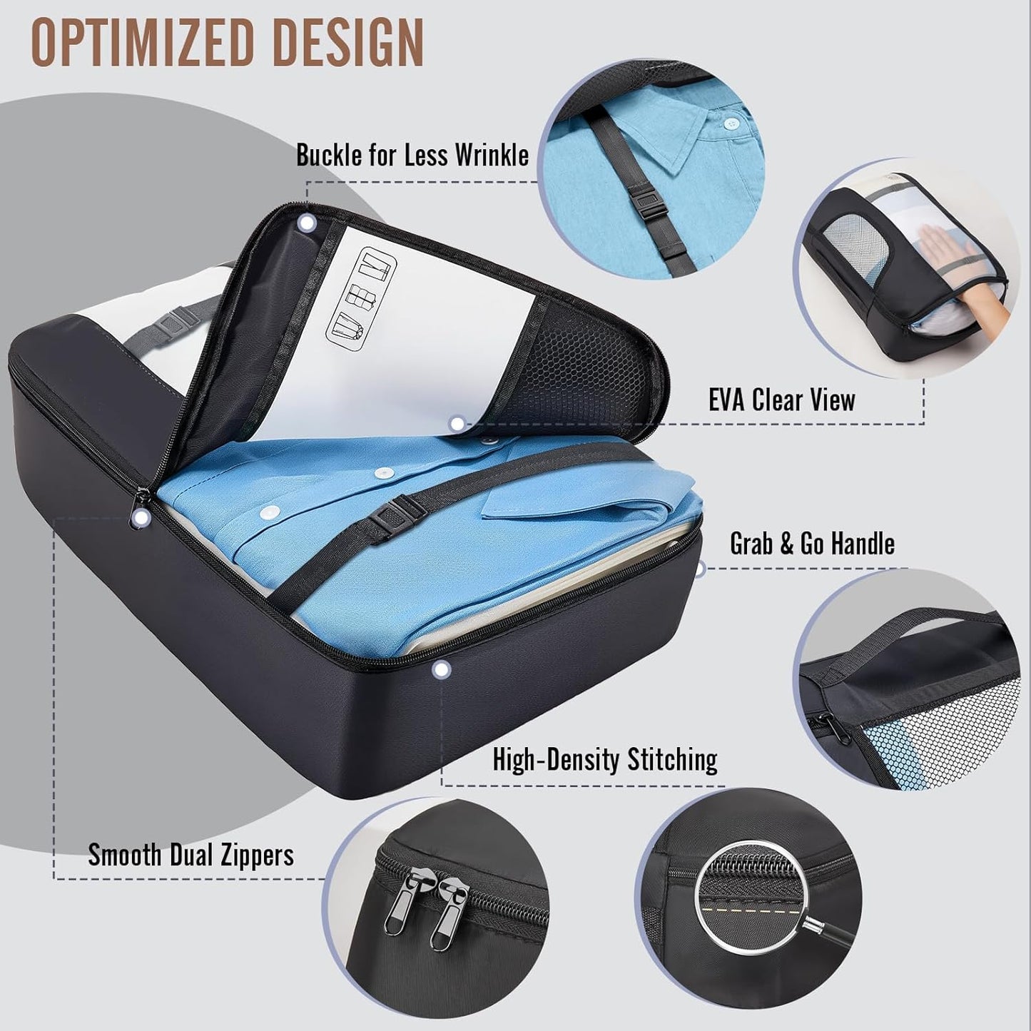 Veken Packing Cubes - Travel Organizer Bags Set with Laundry Bag & Passport Holder | 4 Sizes for Carry-On Luggage