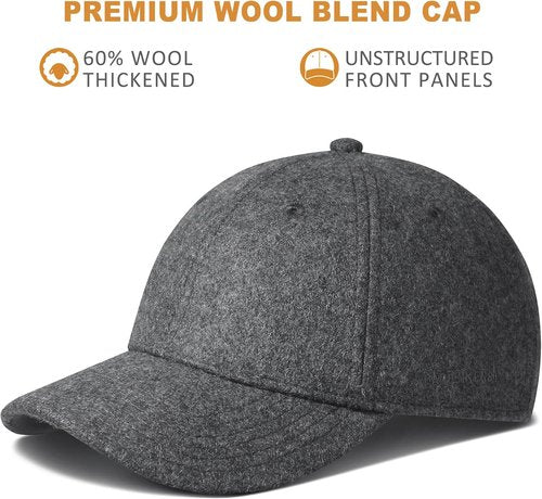 GADIEMKENSD Unstructured Wool Baseball Cap - Winter Warmth & Adjustable Fit