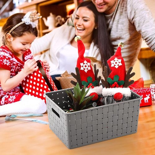 Bekith Woven Plastic Storage Baskets - 9 Pack Organizing Bins for Toys & Accessories | 10" L x 7" W x 4.4" H, Grey