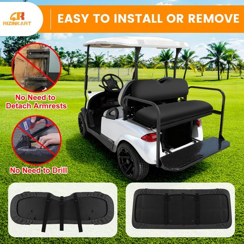RIZINKART Universal Golf Cart Rear Seat Covers Fit for Club Car EZGO Yamaha Aftermarket Regular Back Seat Cushion，Durable Stretchy Breathable Washable Polyester Mesh Cloth