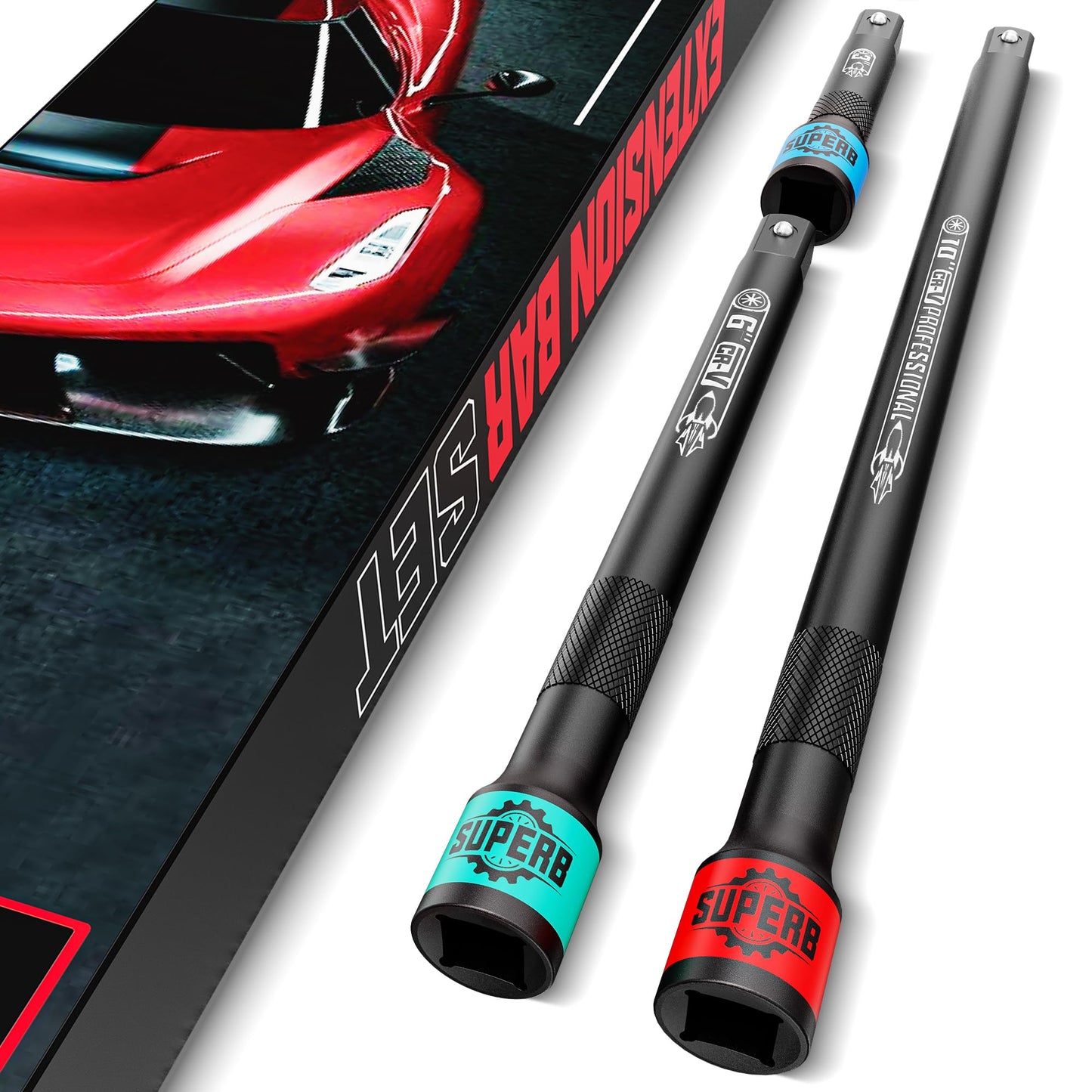 Aiourx 3/8" Drive Impact Extension Bar Set, 3 Pcs Socket Extensions Sets, 3" 6" 10" Length, CR-V Steel, Narrow and Deep Areas in Bicycle, Car Repair or Industrial Operations