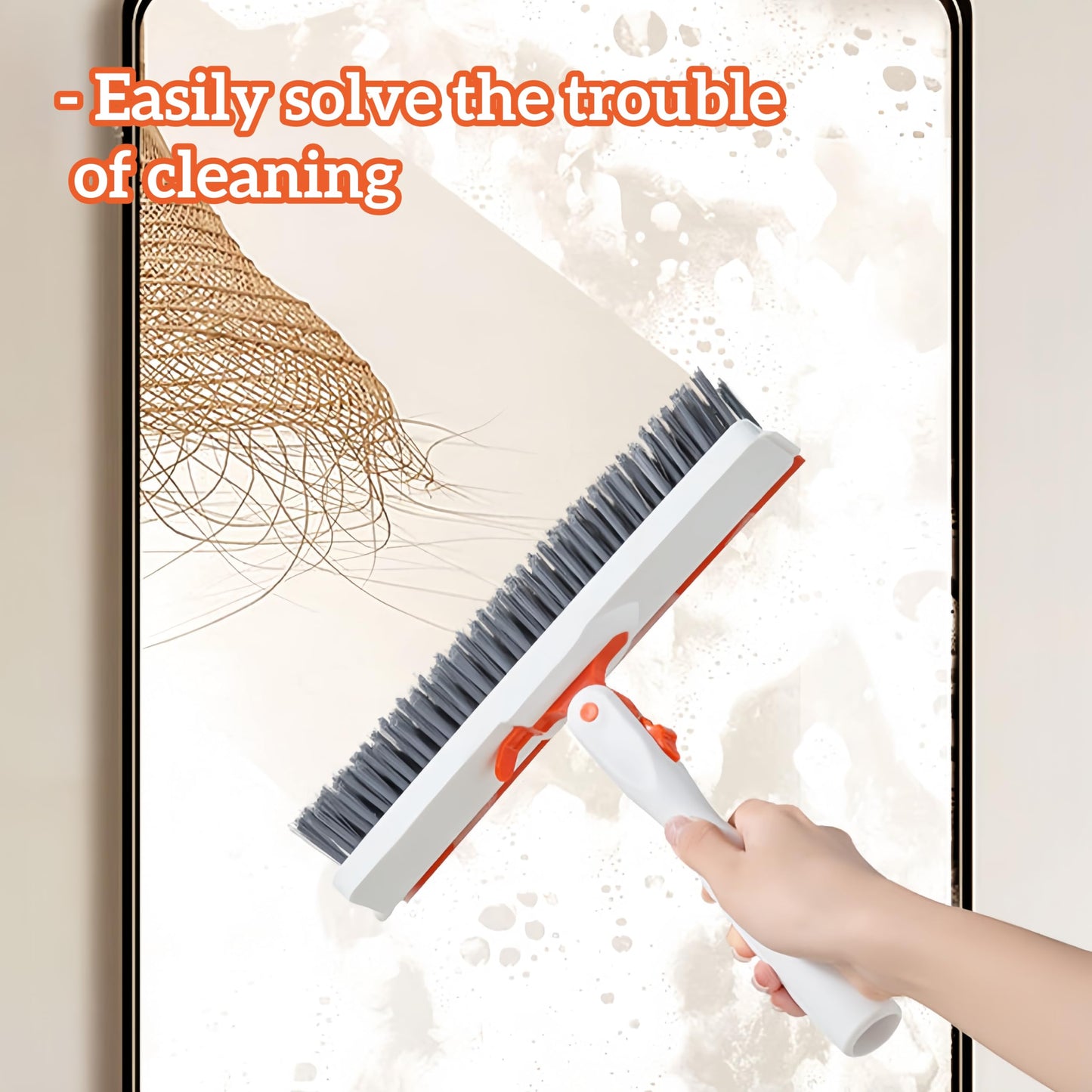 53''Grout Cleaner Brush with Long Handle,2 in 1 V-Shape Grout Line Scrubber 180°Adjustable for Crevice, Tile Line, Shower, Kitchen, Bathroom