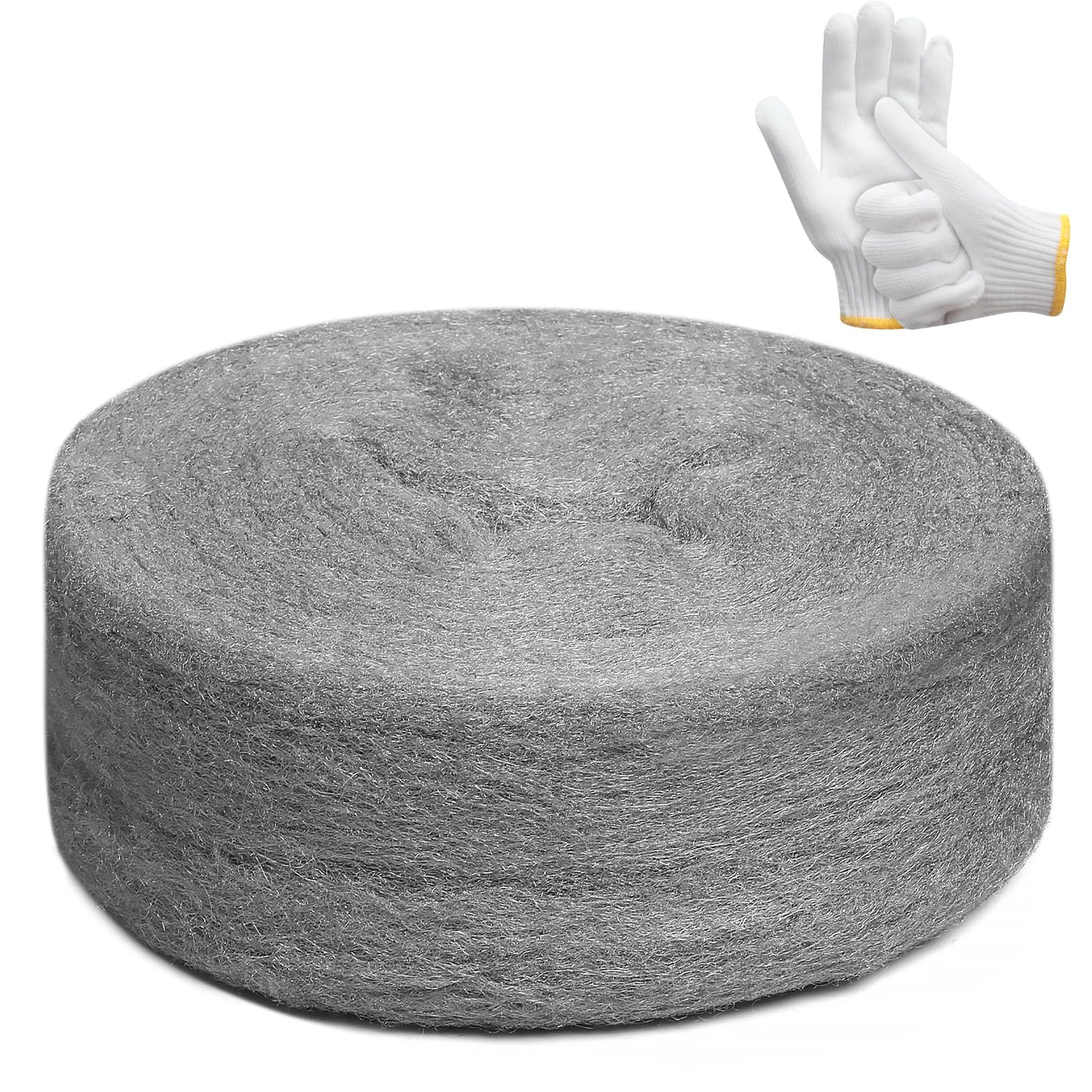 Stainless Steel Wool with Gloves, 20FT Steel Wool Fill Fabric Roll, Gap Blocker Coarse Wire Hardware Cloth DIY Kit for Holes, Wall, Garden, Kitchen, Pipeline in Garage