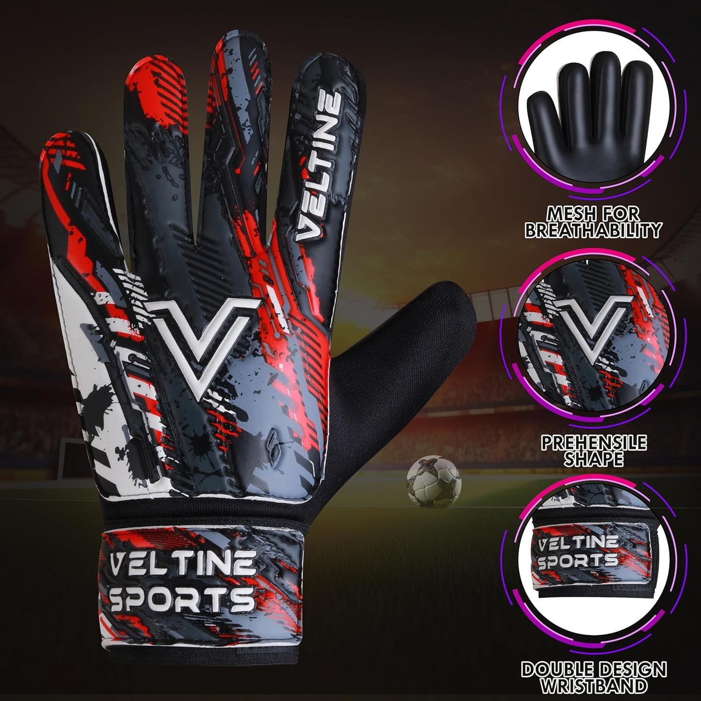 Regine Switzerland Soccer Goalie Gloves - Youth & Adult Football Keeper Gloves with Double Wrist Protection & 4mm Latex Grip
