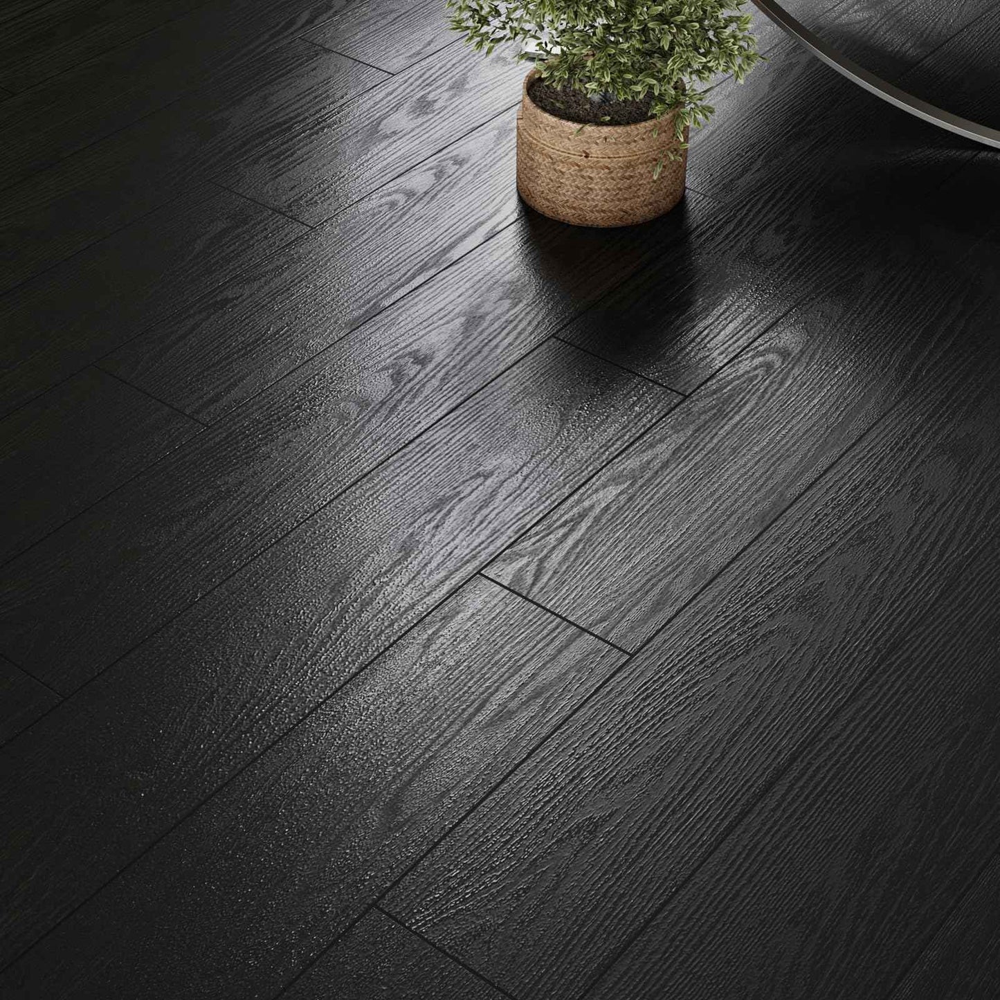 VEELIKE Black Peel and Stick Floor Tile Waterproof Vinyl Plank Flooring with Low Gloss Finish Adhesive Wood Look Flooring 32-Pack 47 Sq. Ft. Sticky Floor Tiles for Bedroom Bathroom Kitchen 6''x36''