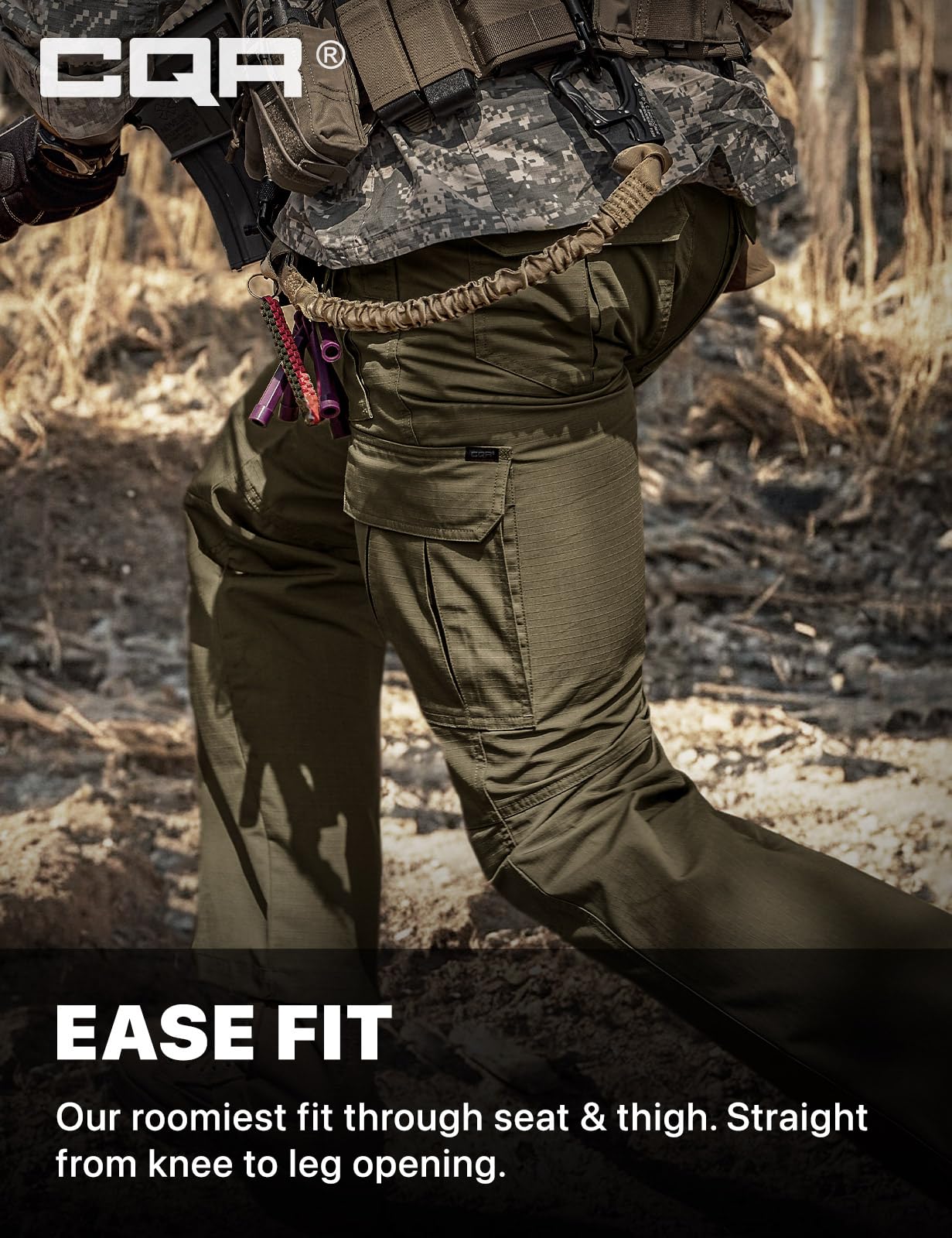 CQR Men's Tactical Pants, Water Resistant Ripstop Cargo Pants, Lightweight EDC Work Hiking Pants, Outdoor Apparel, Raider Mag Soil Green, 38W x 32L