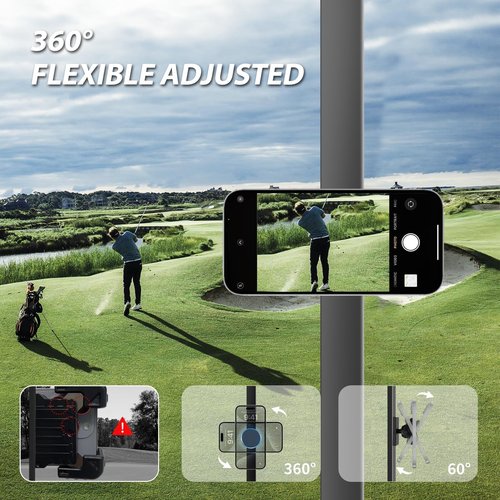 Magnetic Golf Cart Phone Holder Work with Magsafe iPhone 16-12 Series and All Phones, Fits Yamaha, EZGO, Club Car Golf Cart, Alloy Strong Magnetic Phone Mount for Gym, Kitchen, with Metal Ring
