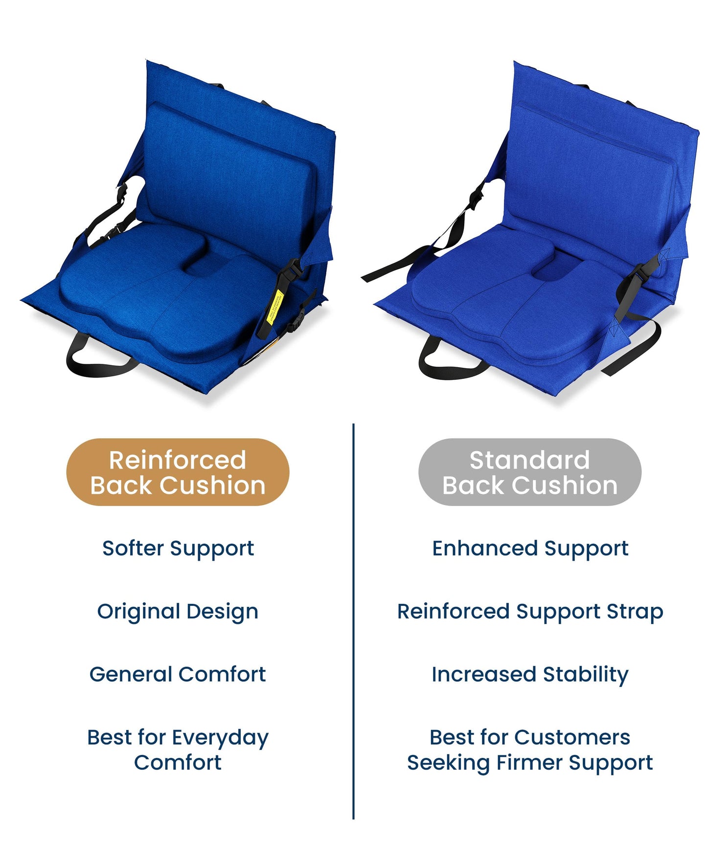 Everlasting Comfort Stadium Seats with Back Support - Adjustable Memory Foam Bleacher Chairs with Back and Cushion, Portable, Easy Folding Stadium Seat Cushion with Storage Pocket