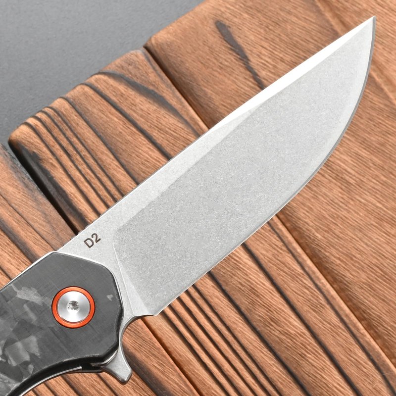CCFFCC FF19 Folding Pocket Knife，D2 Steel Blade Carbon Fiber Handle EDC Tool Knife for Outdoor Camping Hunting Fishing Working(Black)