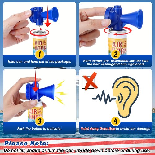 Air Horn - 122dB Loud Safety Signal | 1.4oz Compact Boat Horn for Boating, Camping & Events