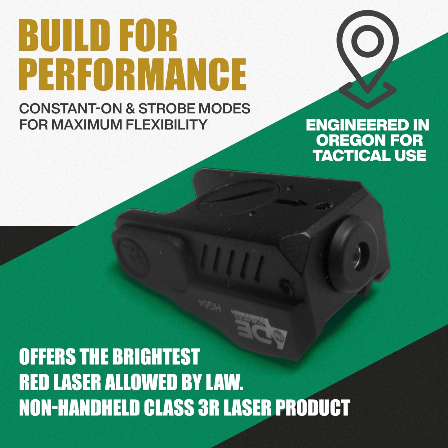 Ade Advanced Optics HG54R Red Strobe Class IIIA Laser Sight for Pistol Handgun, Picatinny Rail Mount, High-Visibility Targeting