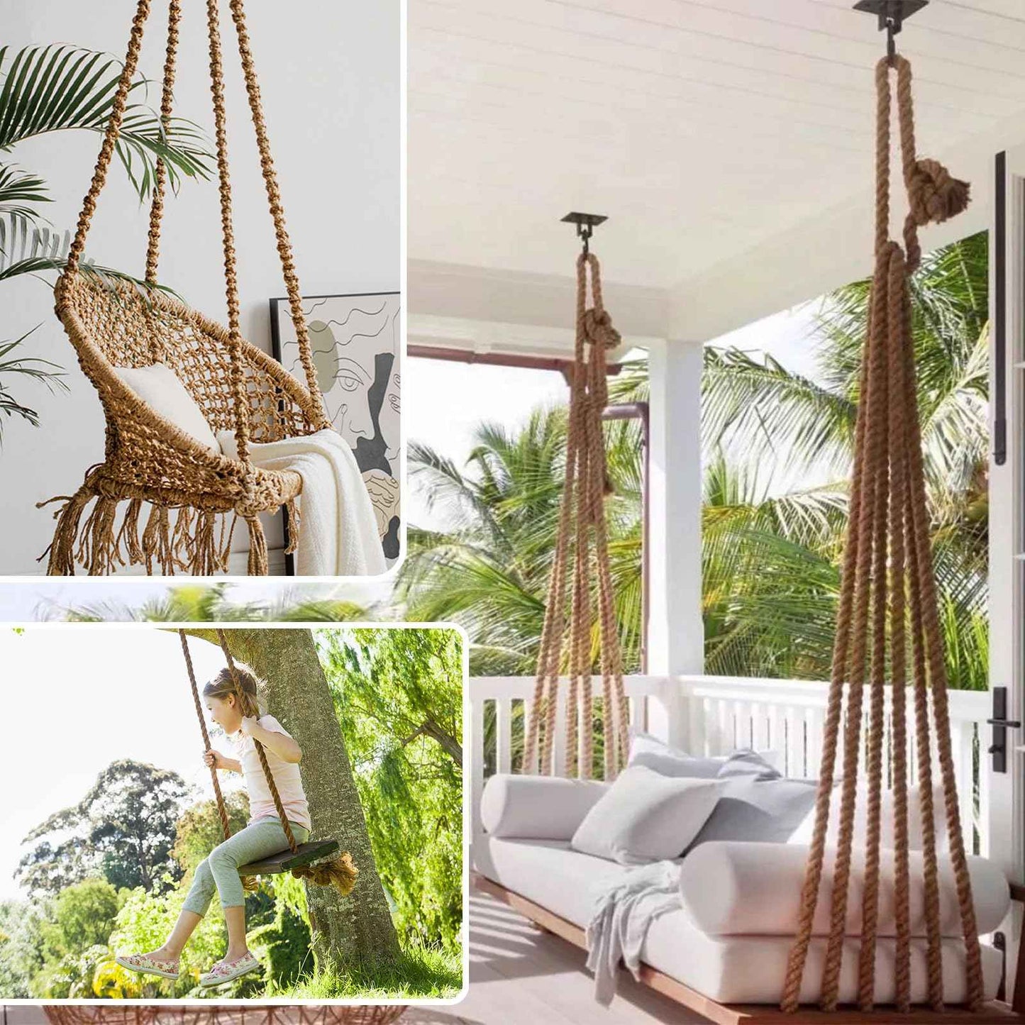 Kweetle Jute Rope 1/2 Inch x 50 FT, Hemp Rope Twisted Heavy Duty Jute Rope, Manila Rope for Home Decor Crafts Swing Rope Railing Climbing Decorating