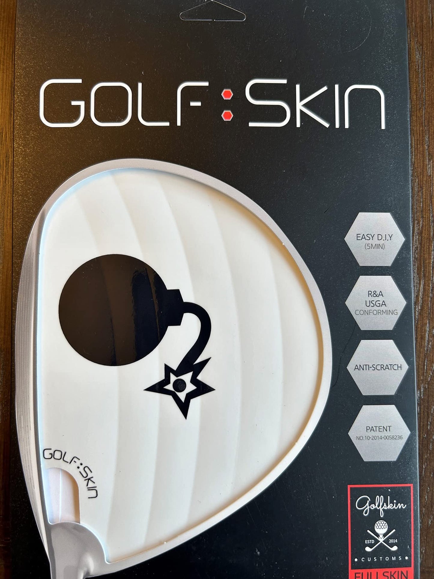 Golf Club Skin/Protector Film Decal for Your Driver. Protects from Scuffs/Scratches. Full Skin - Right Handed Driver Only (White Skin - Blue Smiley)