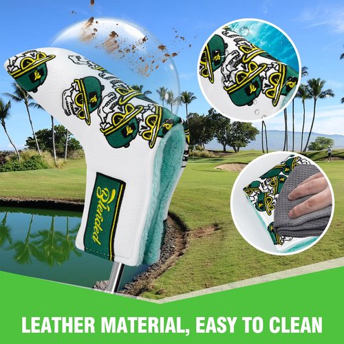 BAIRBRE Putter Covers Funny Skeleton Golf Mallet Putter Head Covers Blade Putter Covers Putter Headcover Leather Golf Headcover with Magnetic Closure for All Brand (for Blade)