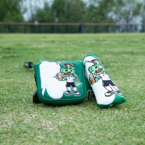 Golf Square Mallet Putter Cover with Magnetic Closure Crocodile with Shamrock Design Mallet Headcover Head Cover fits for Men Golfer