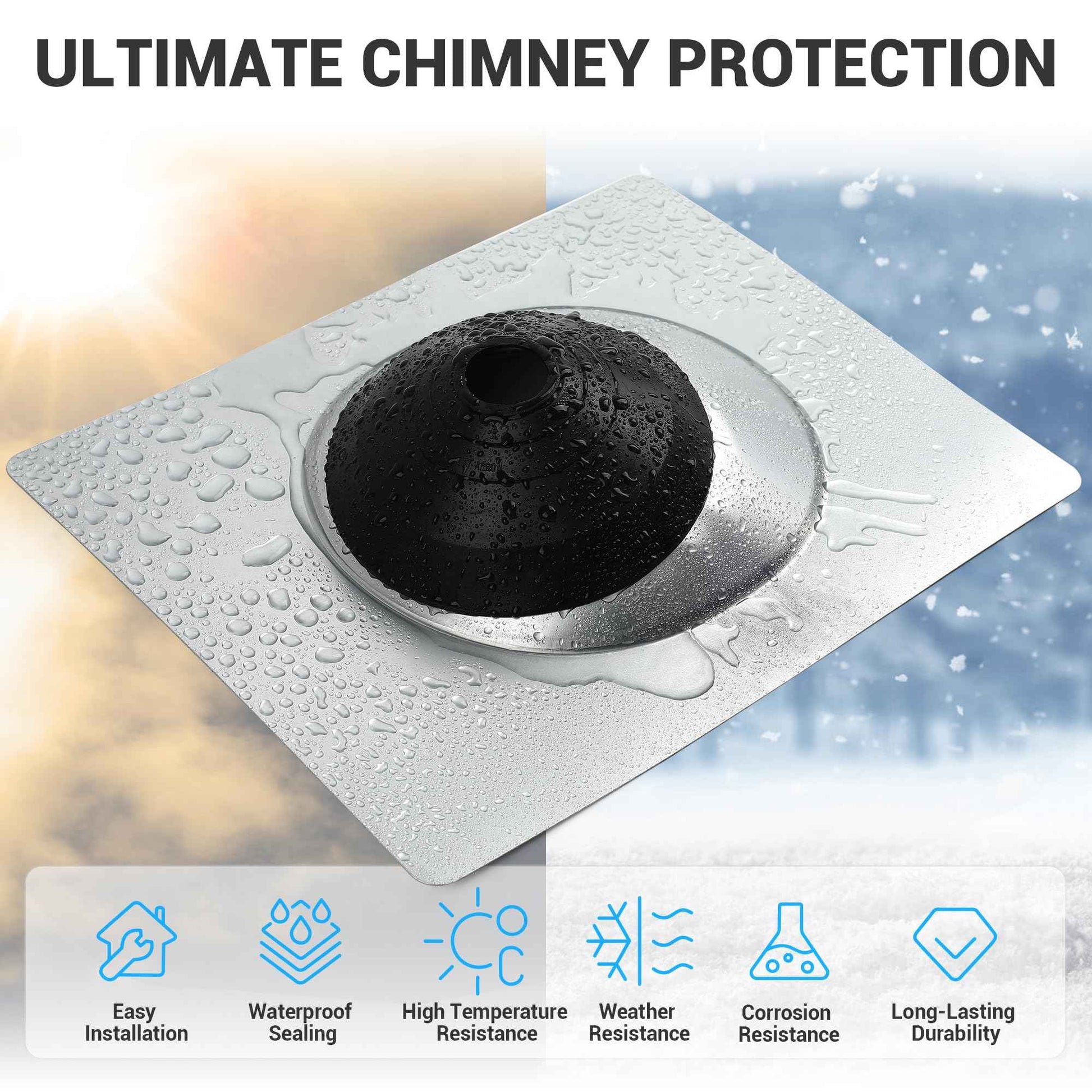 Aothotop Metal Roof Pipe Flashing, Base 12" W x 15" L Roof Flashing, Pipe OD 1.5"-4", Silicone Pipe Flashing Boot, High Temp Flexible Roof Pipe Boot