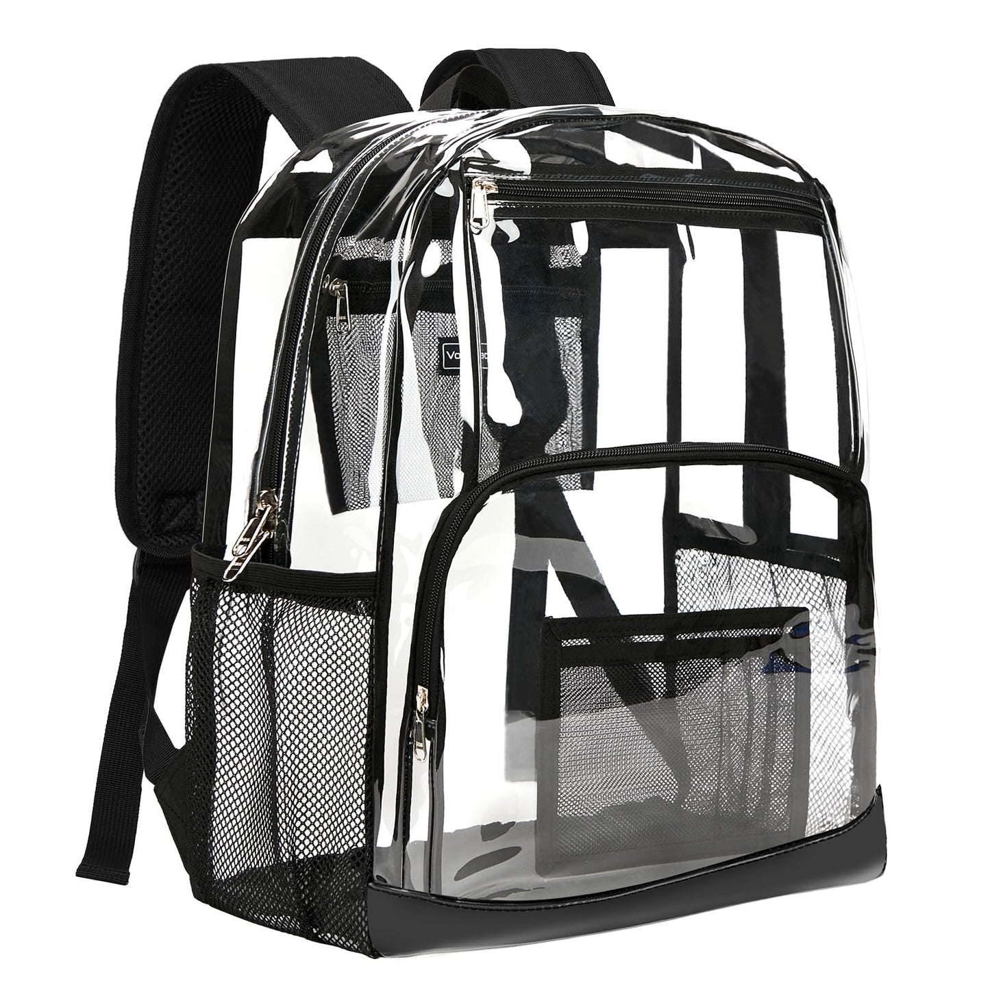 Vorspack Clear Backpack Heavy Duty - Large Transparent Bookbag for Adults, See Through Backpack for College, Work, Travel - Black