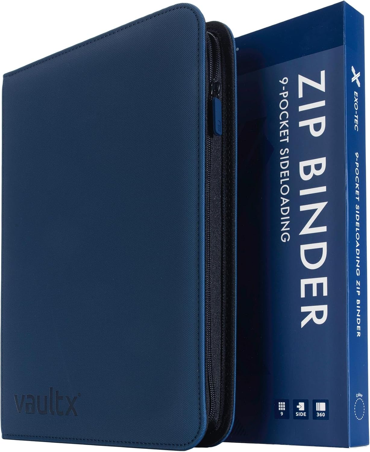 Vault X 9 Pocket Trading Card Binder - Premium Exo-Tec Material, Holds 360 Cards, Blue Color