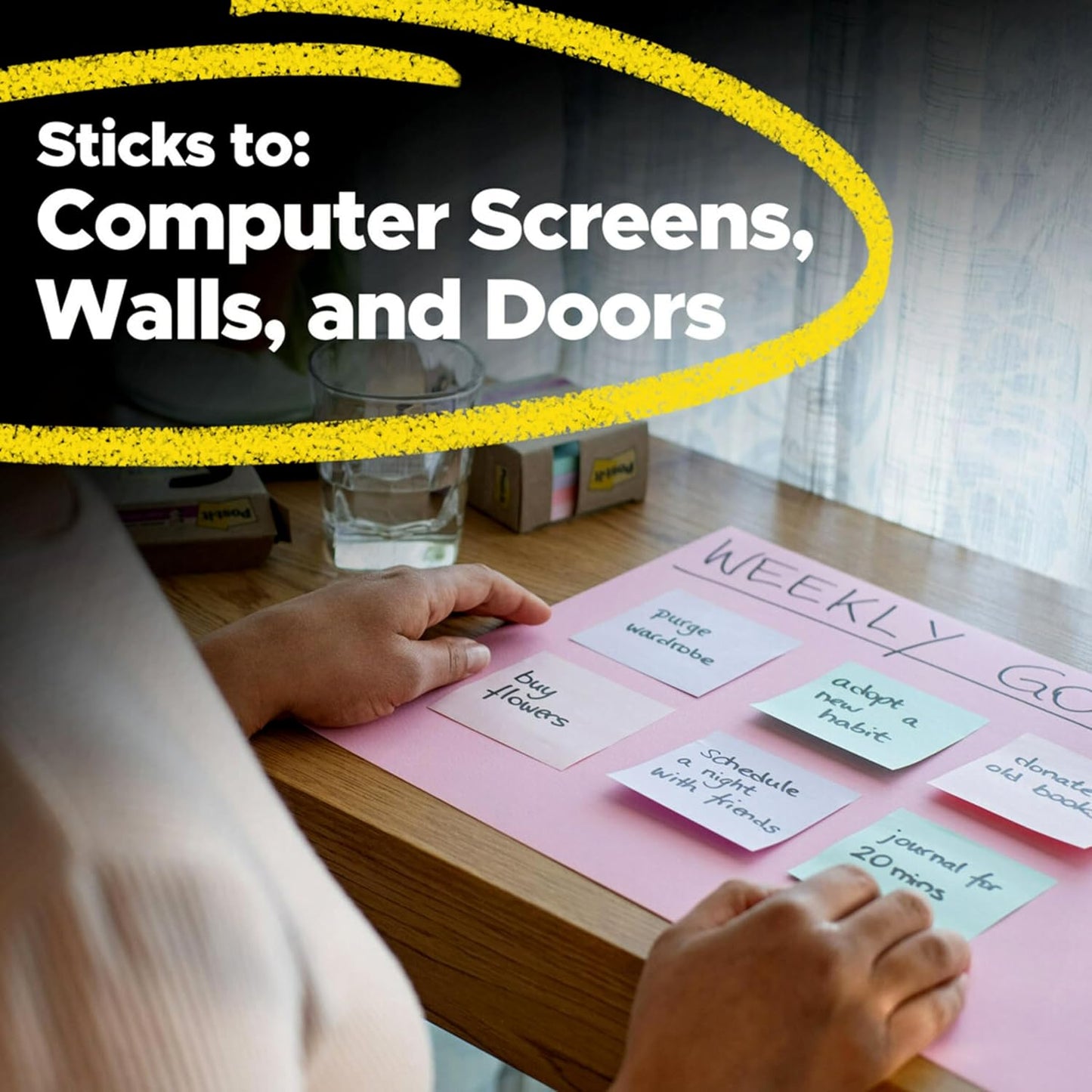 Post-it Super Sticky Notes | 100% Recycled Paper | 3 in. x 3 in. | 5 Pads in Wanderlust Pastels