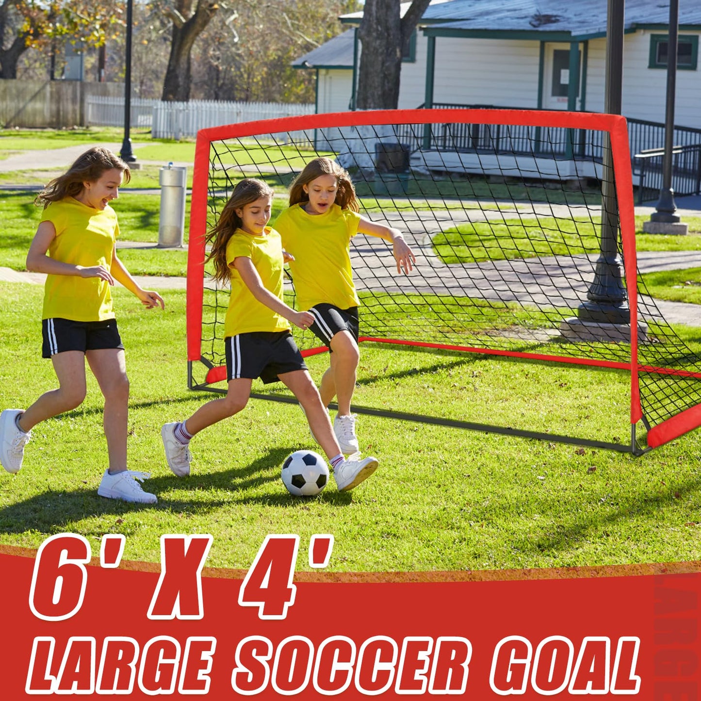 KTRIO 6x4 ft Soccer Goal, Foldable Soccer Net with Carry Bag