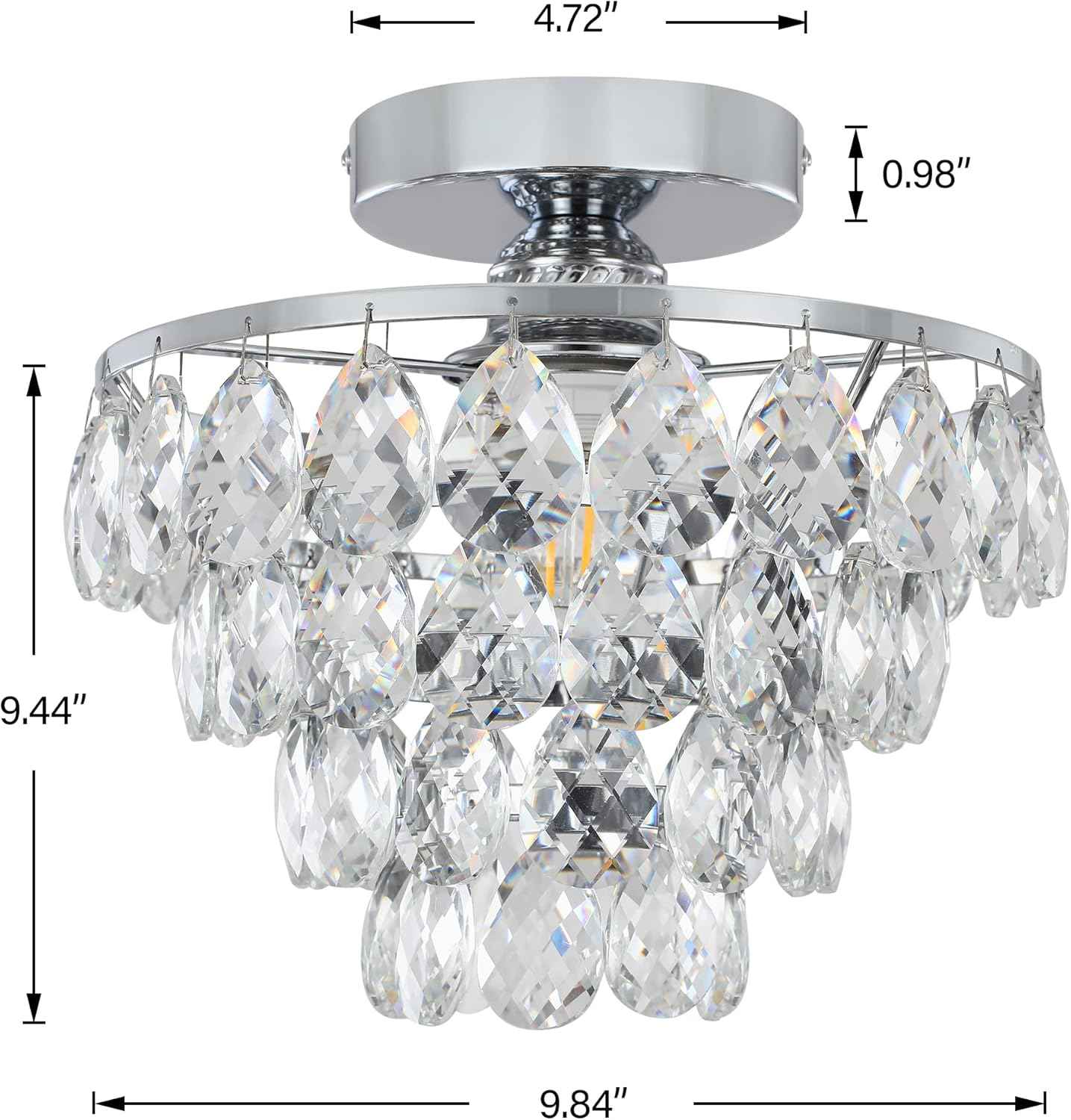 Gold Crystal Mini Chandelier - Modern Flush Mount Ceiling Light for Hallway & Bedroom