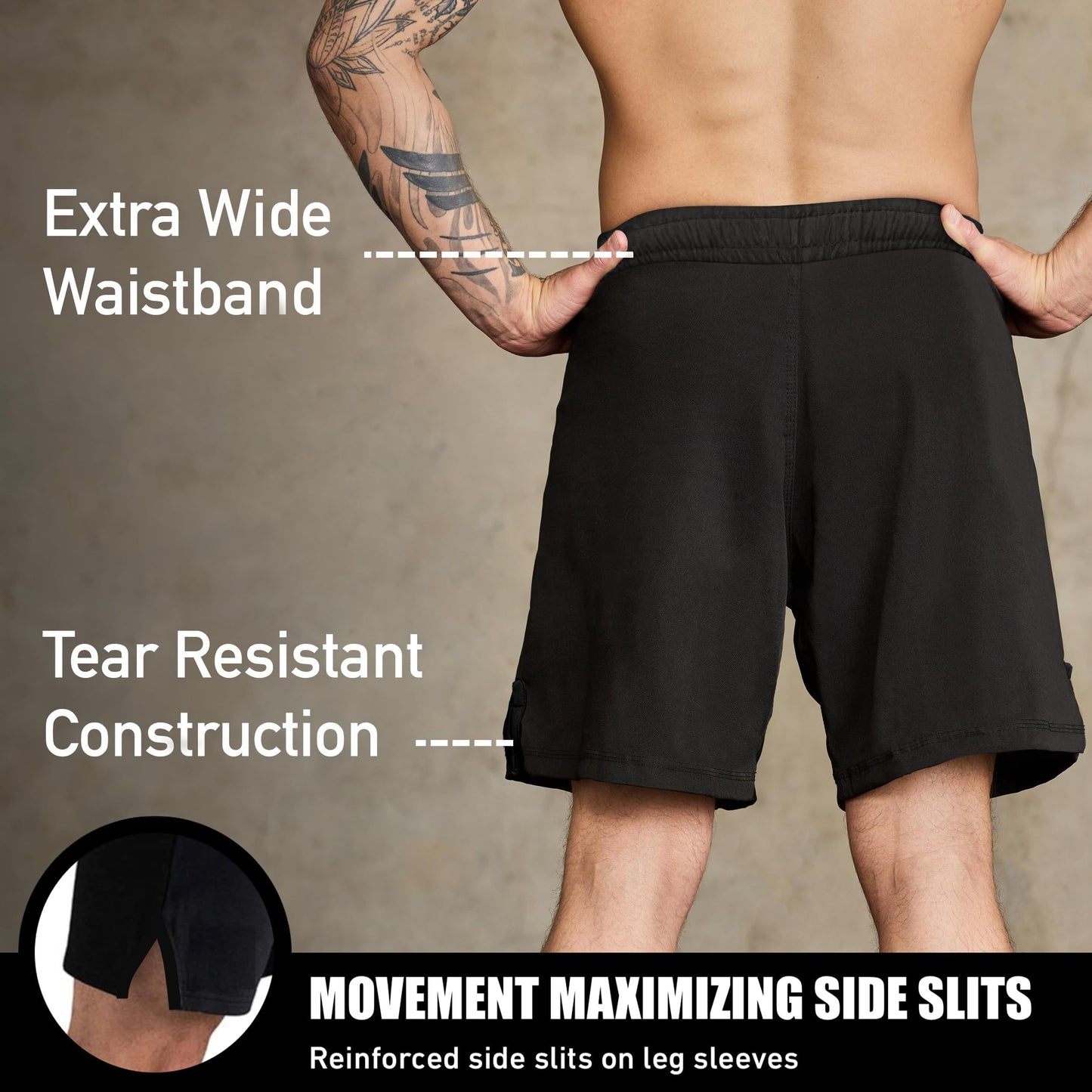 Elite Sports Men's New Item Jack Series Fight Shorts, Black, X-Large