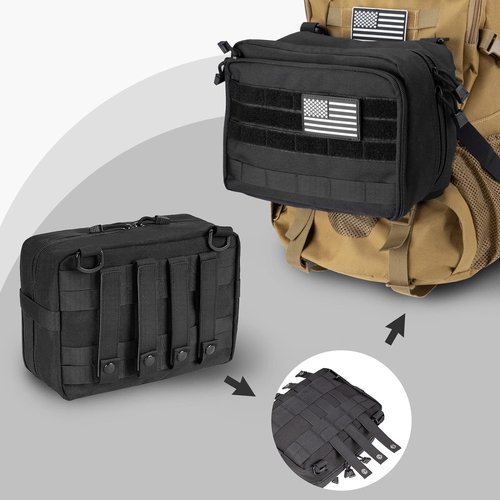 Jueachy Tactical Molle Pouch - Large Utility Tool Organizer with Expandable Design & USA Patch Included