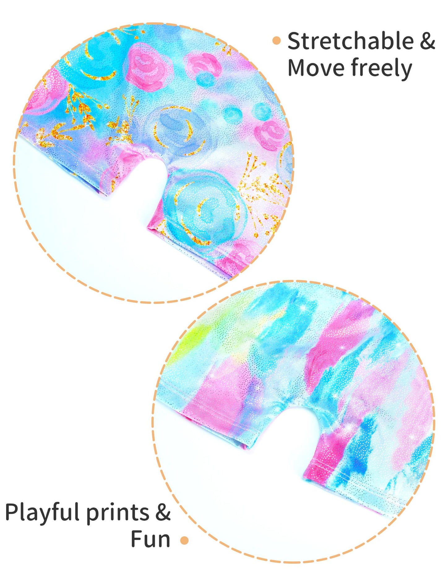 Nokecina Leotard for Girls Gymnastics with Shorts Size 1-2t Two Packs Blue Rose Flowers Adorable Pro Gym Outfits