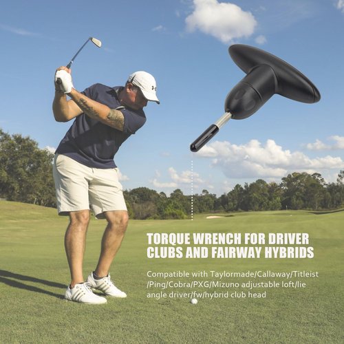 Amviner Golf Torque Wrench Driver Tool for Driver Clubs and Fairway Hybrids, Universal Adjustment Golf Tool, 45lbf Black