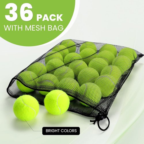 FURWEY Pressureless Tennis Balls - Bulk Pack of 12/24/36/80 with Mesh Bag for Easy Transport | Ideal for Beginners & Dogs