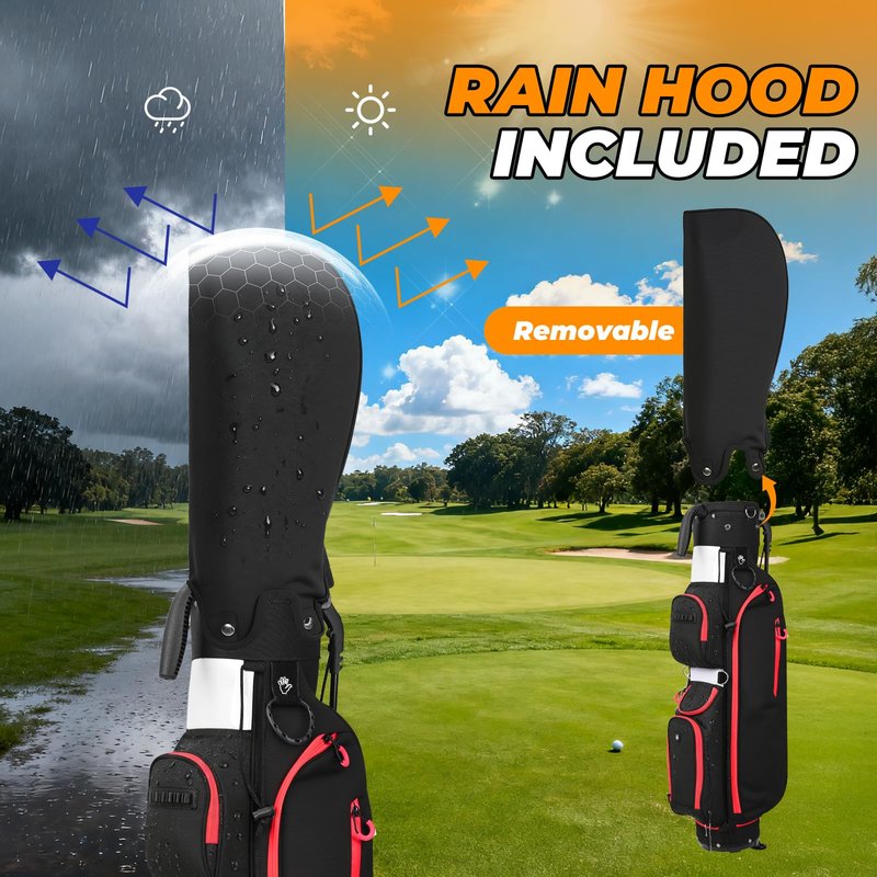 Sturdum Golf Stand Bag, Lightweight Par 3 Golf Bag with 3 Way Dividers Fits Up to 8 Clubs, 3.7lbs Compact Yet Spacious Pitch N Putt for Driving Range, Cooler Pockets, Black