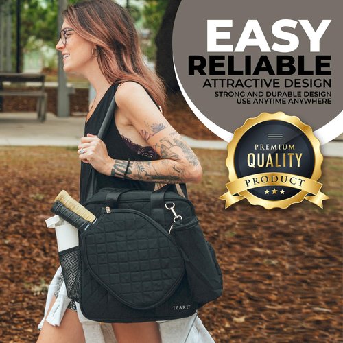 IZARI Designer Pickleball Bag For Women With Fence Hook | Original Quilted Sports Bag for Pickle Ball