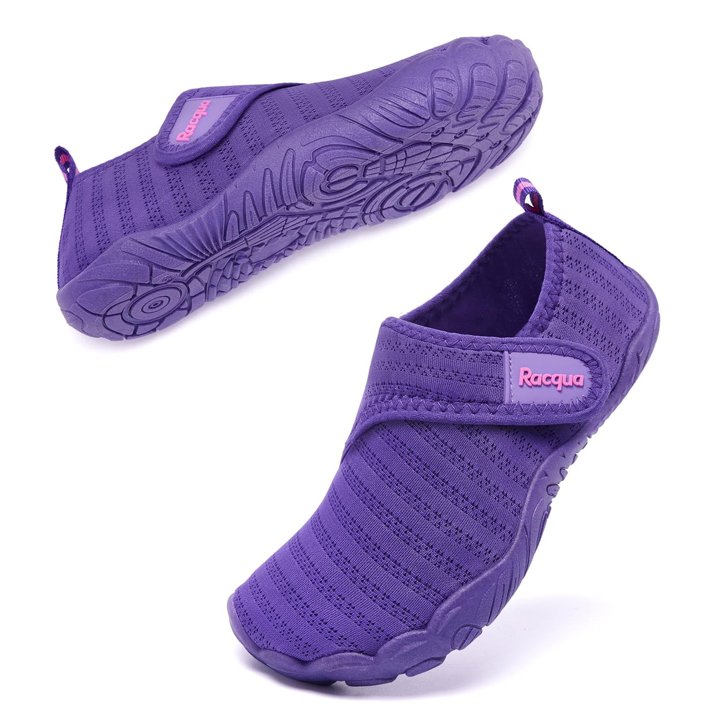 Racqua Girls Water Shoes Kids Boys Pool Beach Outdoor Sports Lightweigh Shoes Quick Dry Swim Breathable Non-Slip Shoes Purple Big Kid 1