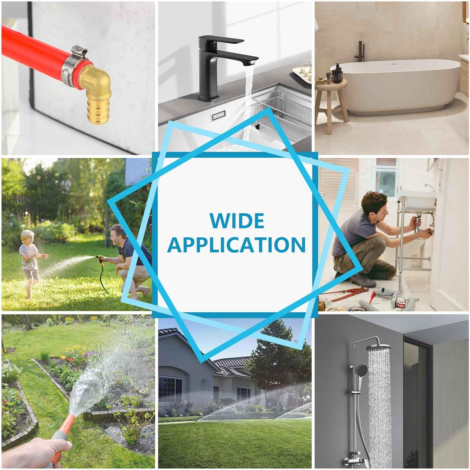 Seelink (5-Pack) PEX Fittings, 1" x 1" x 3/4" Pex Reducing Tee, Brass Crimp Fittings, for PEX Tubing Pipe Plumbing, ASTM F1807(PEX1807090)