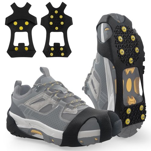 Ice Snow Cleats for Shoes Boots Non Slip Ice Cleats Overshoe for Walking on Snow and Ice Rubber Crampons with 10-Stud Ice Rubber Cleats Slip-on Stretch Footwear (X-Large(10-12.5 men/11.5-14 Women))