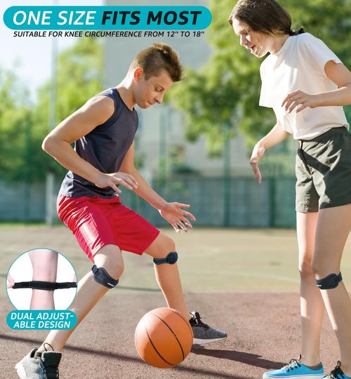 HiRui 2 Pack Patella Tendon Knee Straps - Knee Pain Relief & Patella Stabilizer Brace Support for Jumpers Knee, Running, Hiking, Basketball, Tennis, Soccer, MTB, Squats, Tendonitis, Arthritis (Black)