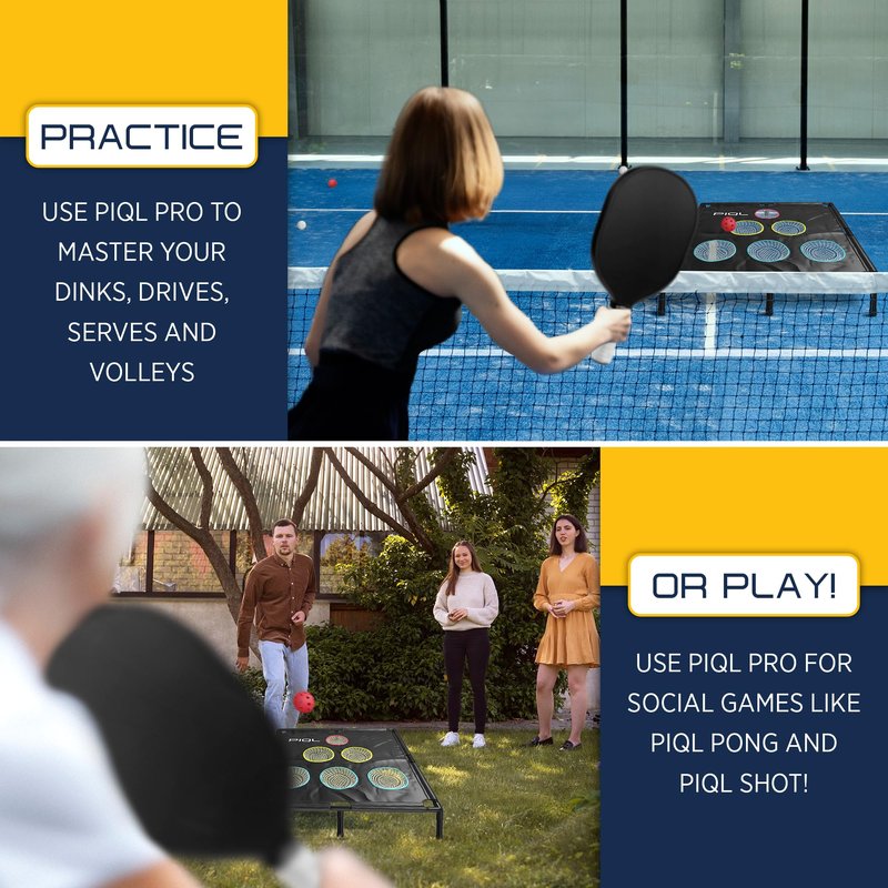 PIQL Pro Pickleball Target Net - Pickle Ball Training Aid and Social Games Pickle Ball Practice Equipment, Target System, Dink Pad Practice, Drive and Drop Shot Trainer, Pickleball Gift