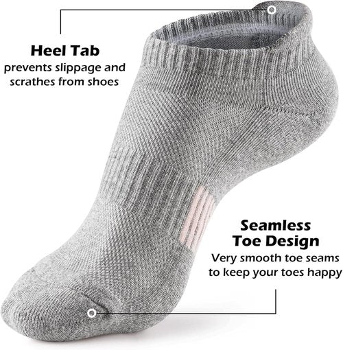 Gonii Ankle Socks - Women's No Show Running Socks with Cushioning | 5 Pairs for Comfort