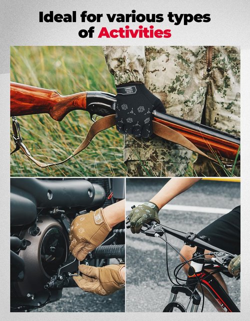 KEMIMOTO Tactical Gloves, Breathable Touchscreen Outdoor Full-Finger Gloves for Men Women for Cycling, Biking, Safety Work, Mechanic, Gardening, Yard Work 2025